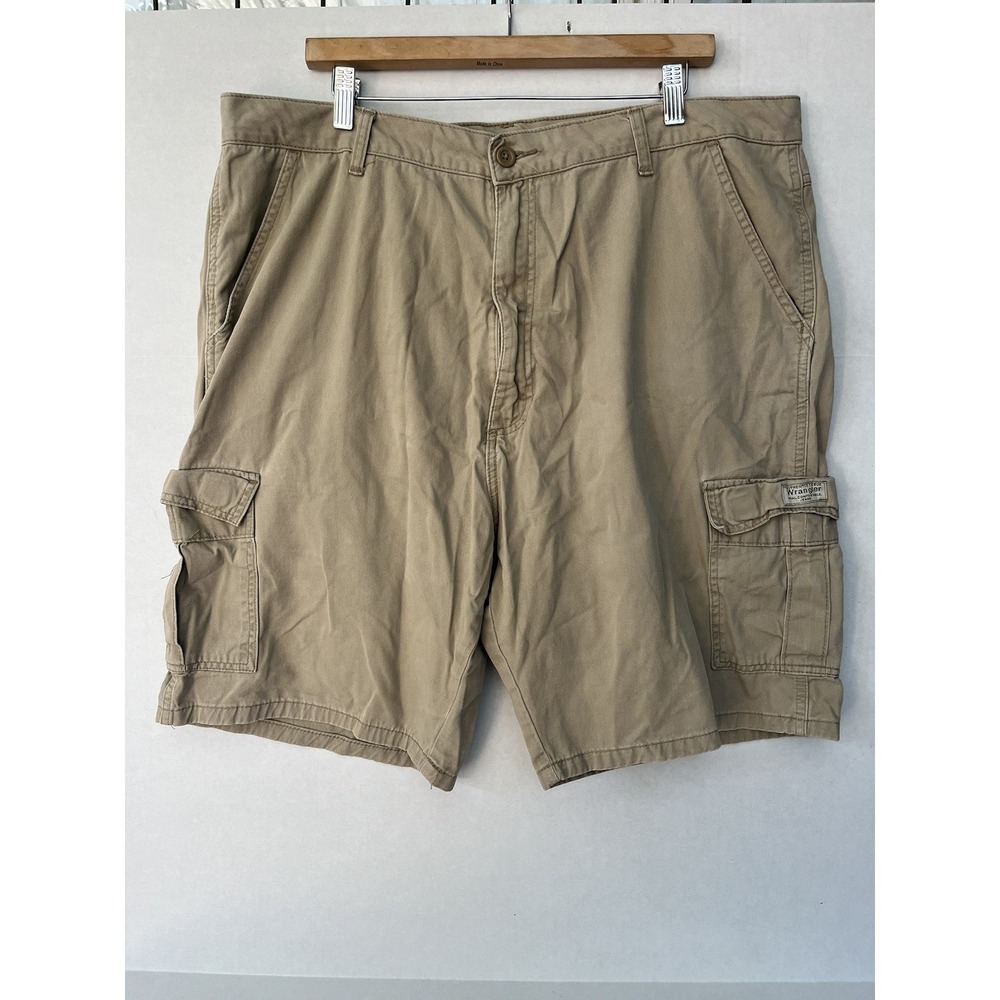Wrangler Beige Cotton Flat Front Cargo Shorts Men's No Tag See Pics For Measures